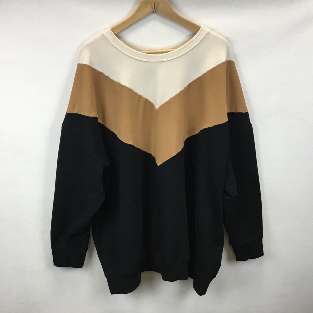 Torrid Super Soft Fleece Chevron Colorblock Sweatshirt Relaxed Fit Size 4X